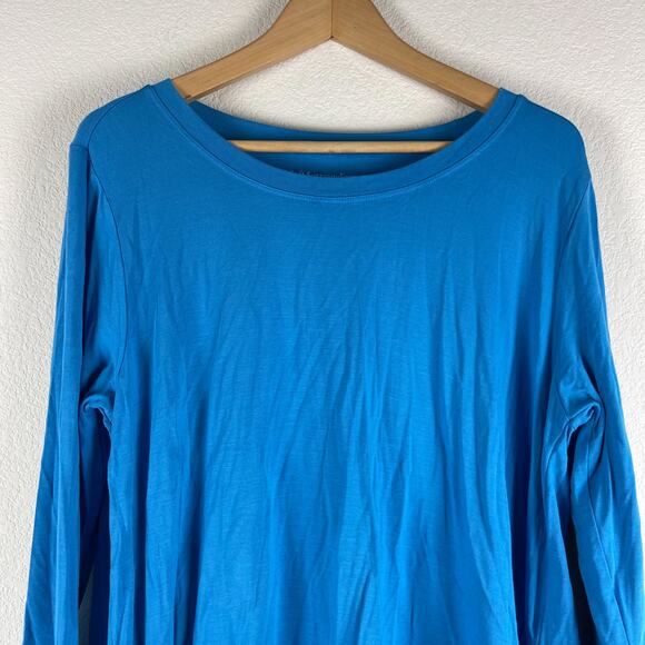 Soft Surroundings Modal Tunic Top Womens Large Blue Long Sleeve Stretchy Button - Picture 2 of 11